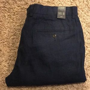 J Crew Bowery Slim Linen Chinos NEW - Navy